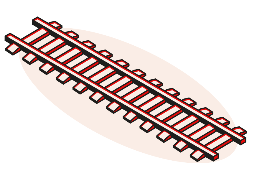 Illustration isométrique d'un tronçon de voie ferrée